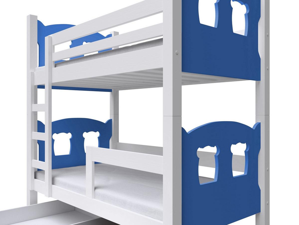 ETAGENBETT LEONE mit Bettkasten 80x180 cm Weiß - Blau/Weiß, Holz (80/180cm) - MASSENO