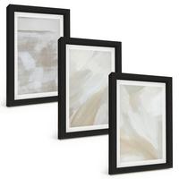 BILDER SET 3er Set - 20x30 cm Schwarzer Rahmen - Abstrakte Pinselstriche - Schwarz, Kunststoff (20/30cm) - TULUP