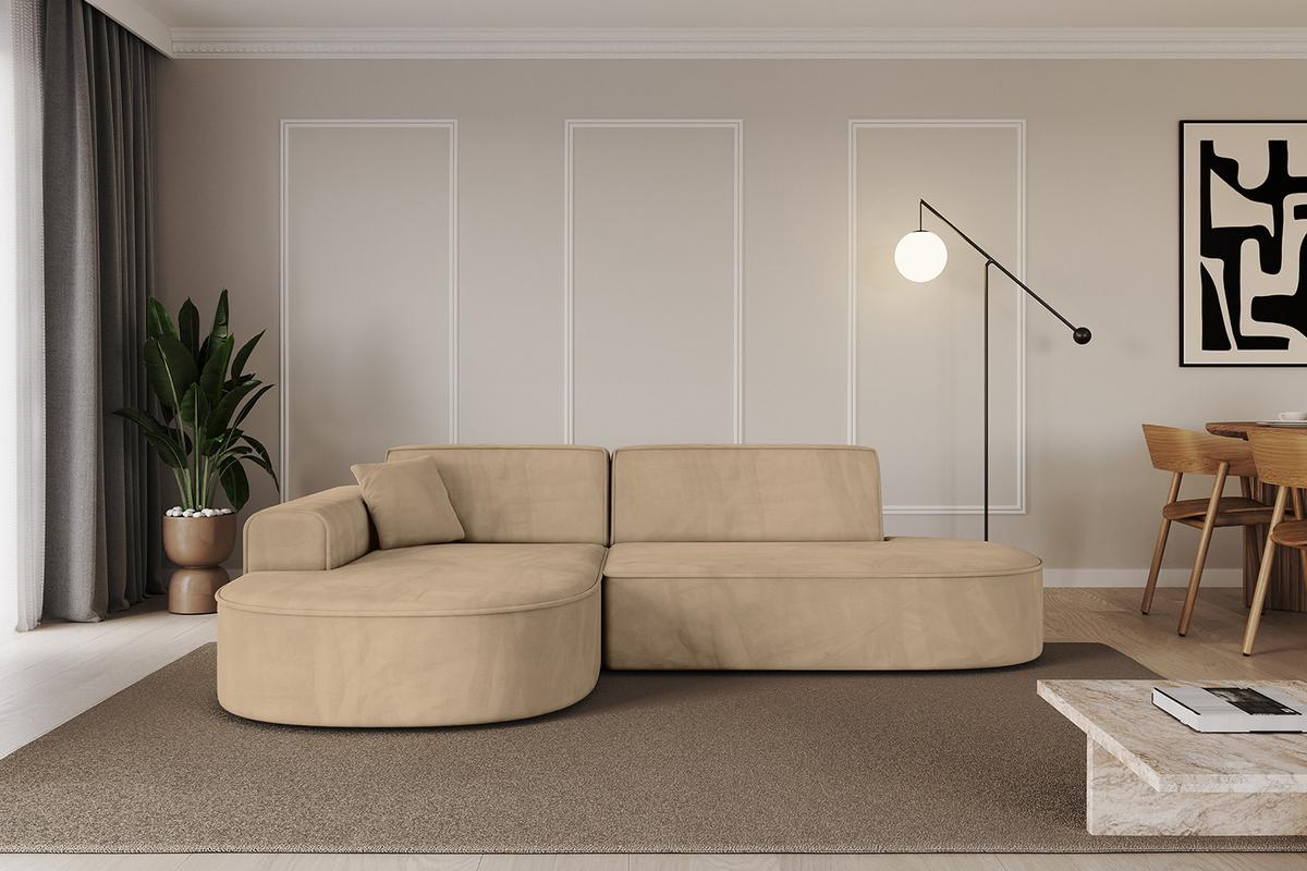 ECKSOFA Ottomane Links MARI-L1 - 243x171x79 cm Taupe Velours - Taupe/Schwarz, Holzwerkstoff/Kunststoff (243/171cm) - ALTDECOR