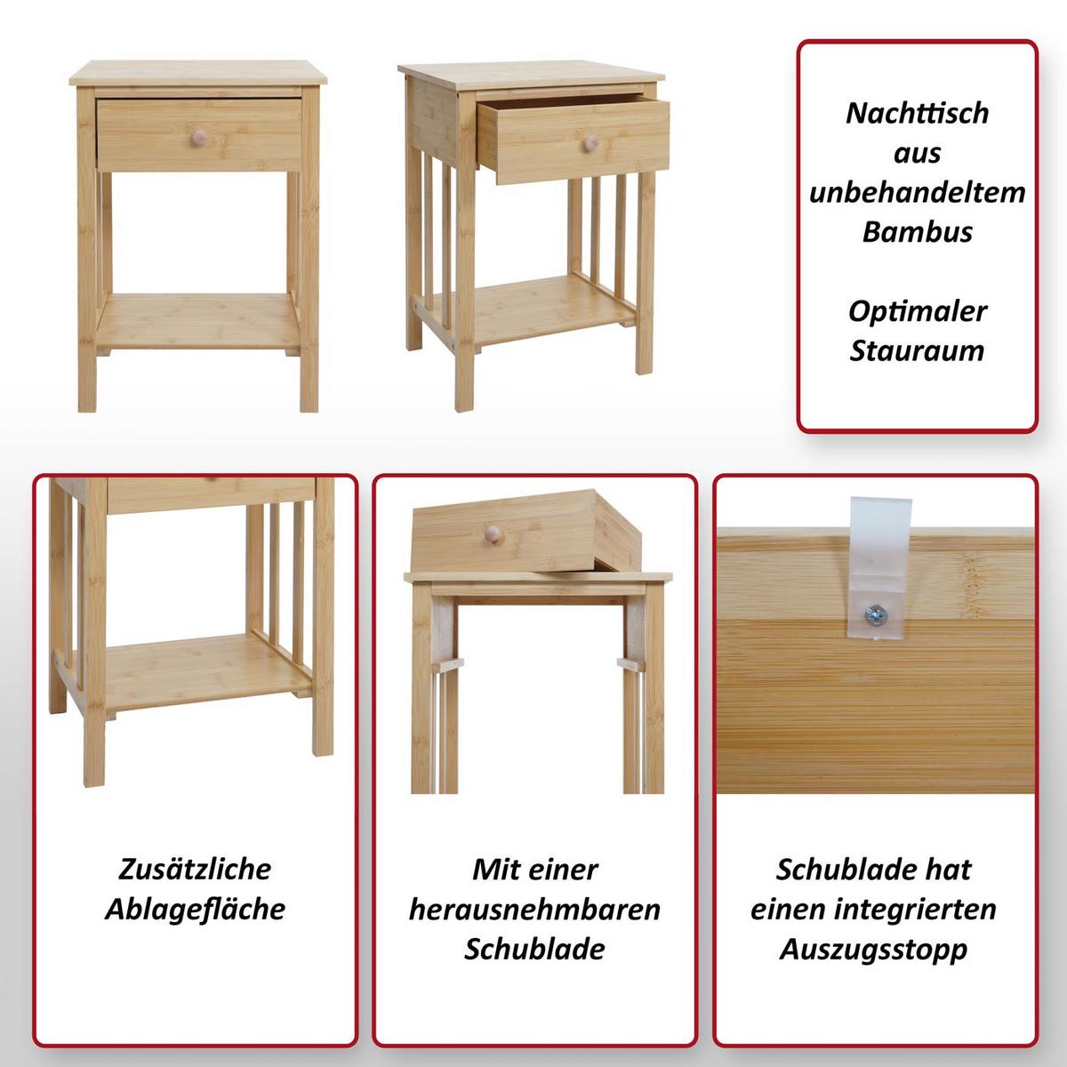 NACHTTISCH rechteckig Beige - Beige, Holz (40/55/30cm) - MCW