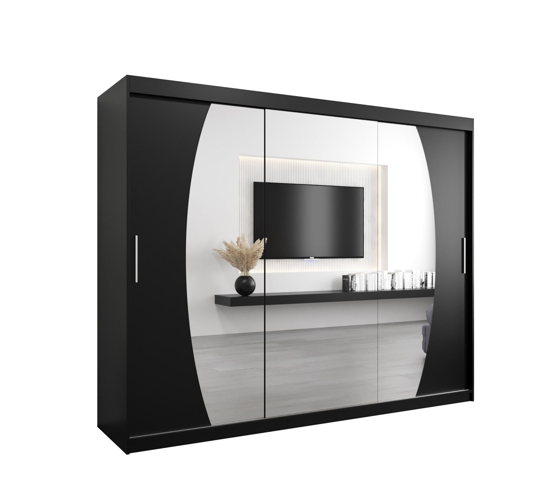 SCHWEBETÜRENSCHRANK 200/250/62 3-türig - Silberfarben/Schwarz, Holz/Kunststoff (250/200/62cm) - MÖBEL KRYSPOL