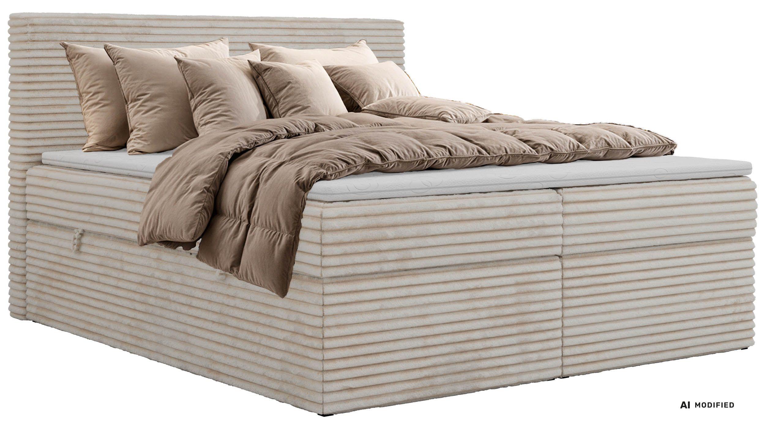 BOXBETT TILION 200/200 - Beige Cord - Topper T25 - H3 - Beige/Schwarz, Kunststoff/Textil (200/200cm) - MKS