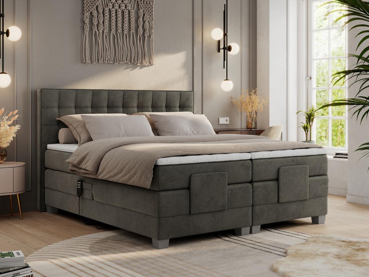 BOXBETT ELEKTRO 140/200 Dunkelgrau Velvet - H4 - Dunkelgrau, Holz/Textil (140/200cm) - MKS