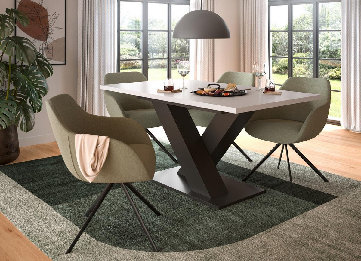 ESSTISCH weiß, grau 150 - 190 cm, Küchentisch ausziehbar - Weiß/Grau, Holz/Holzwerkstoff (150/90/76cm) - Inn.Furn