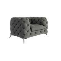 CHESTERFIELD-SESSEL Laura Grau Samt - Silberfarben/Grau, Holz/Textil (125/75/100cm) - S-Style Möbel