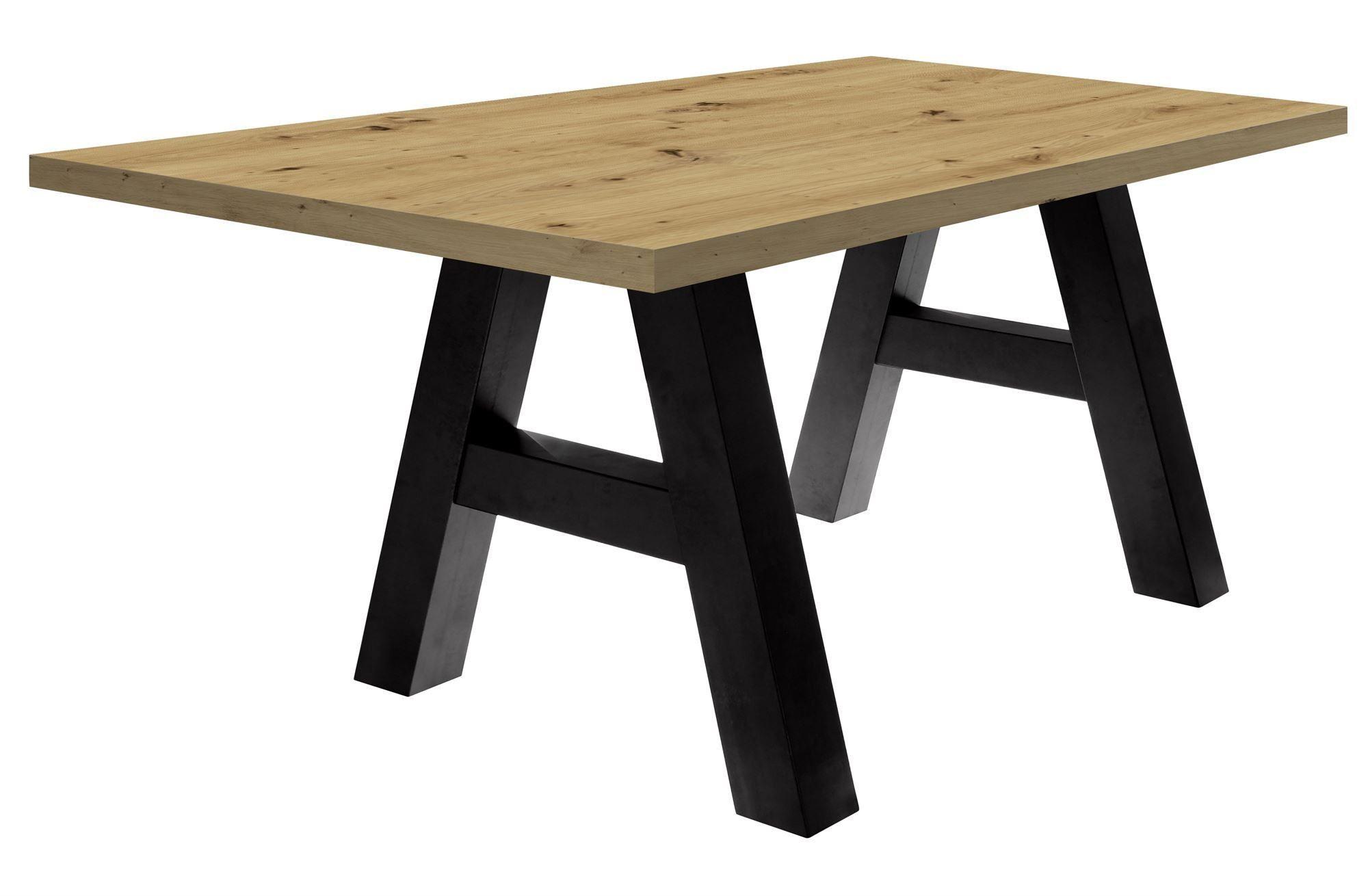 ESSZIMMERTISCH Elia 8 200 x 100 x 75 Esstisch Schwarzstahl/Asteiche - Naturfarben, Holz (200/100/75cm) - 58aufmkessel