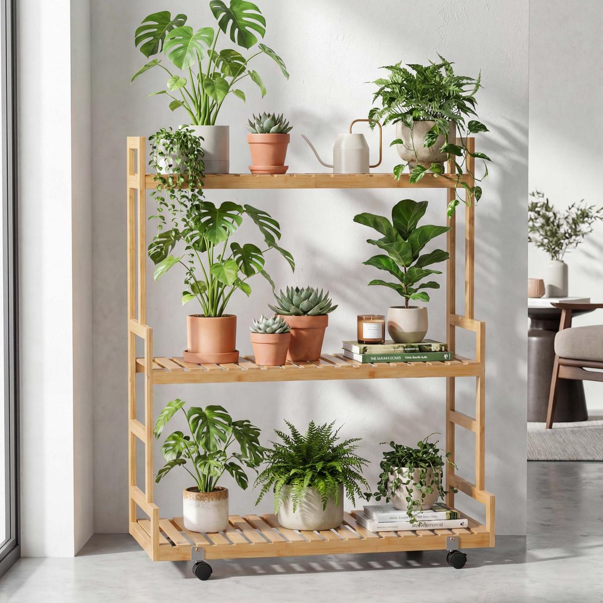 PFLANZENREGAL Beige - Beige, Holz (90/105/38cm) - MCW