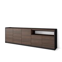 SIDEBOARD, Highboard, Dunkler Eiche und Schwarz, 260/37/80cm - Hellbraun, Holzwerkstoff (260/80/37cm) - Skraut Home