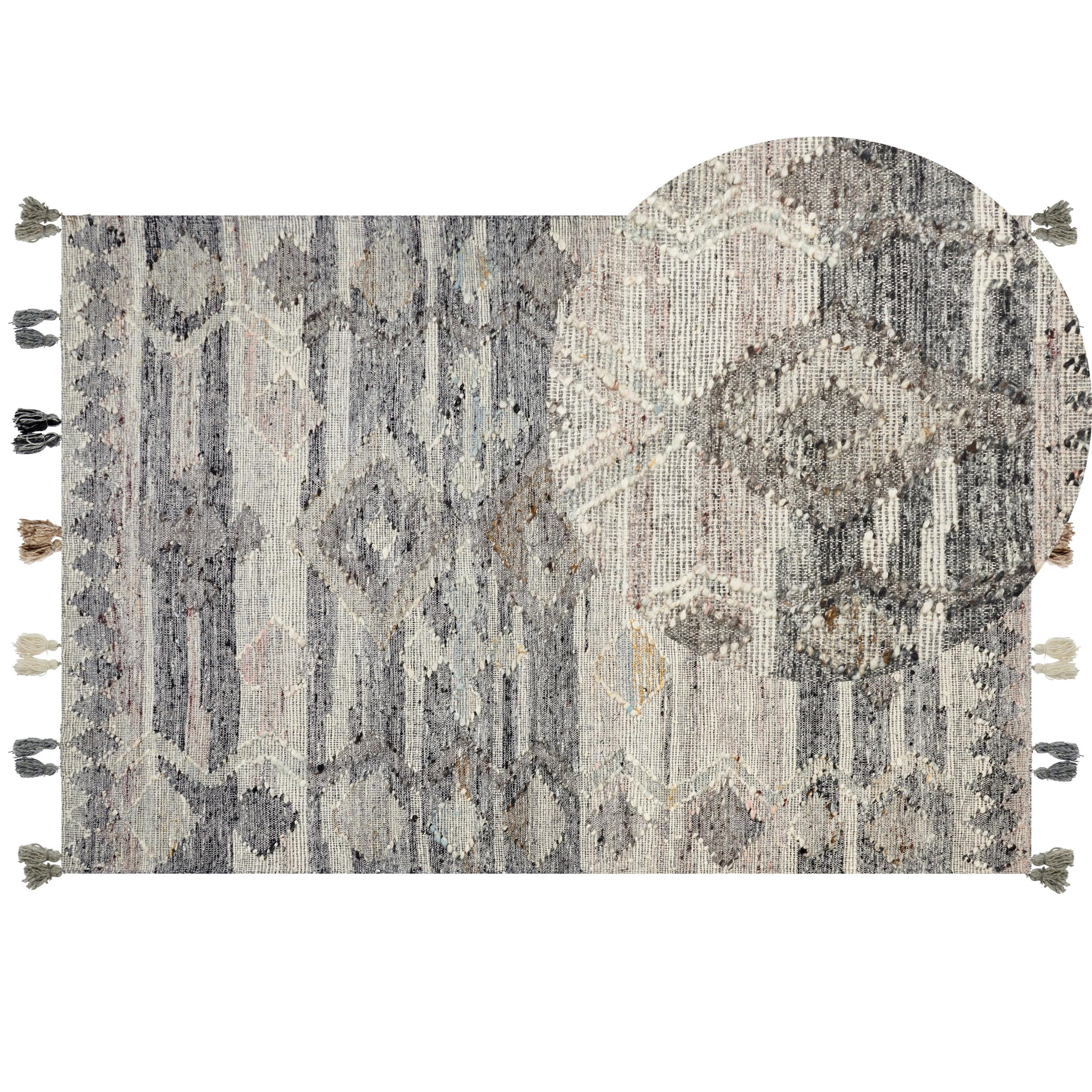 KELIM-TEPPICH Aratashen 230/160 cm - Grau, Textil (160/230cm) - Beliani