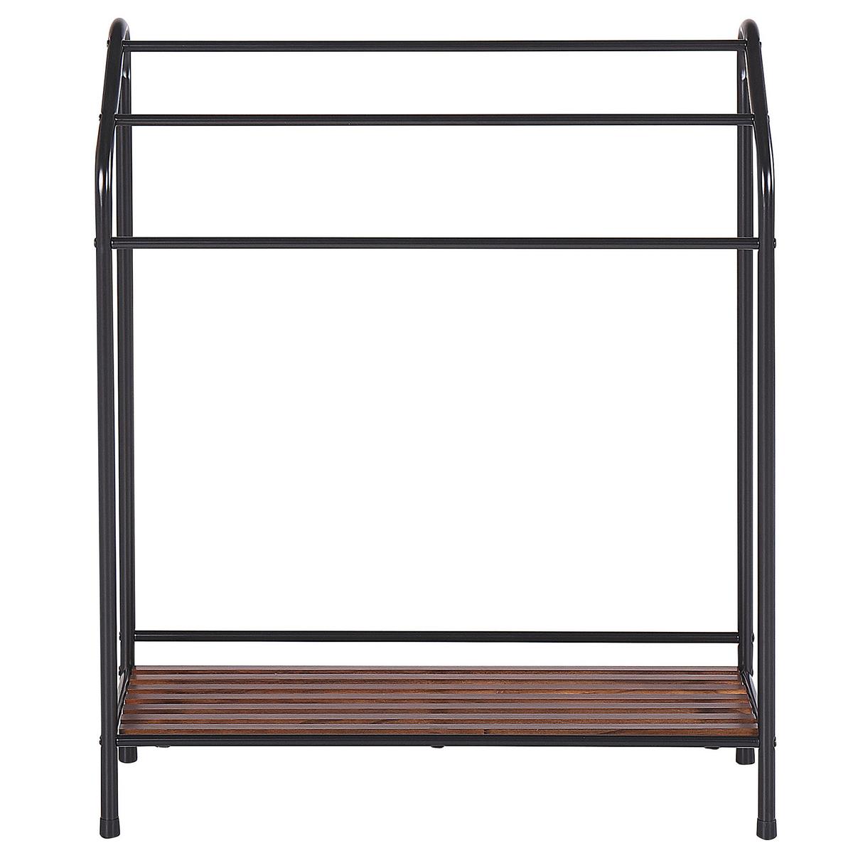 HANDTUCHSTÄNDER mit Ablage schwarz/dunkelbraun 72 x 85 cm Muriva - Dunkelbraun/Schwarz, Metall (72/85/27cm) - Beliani