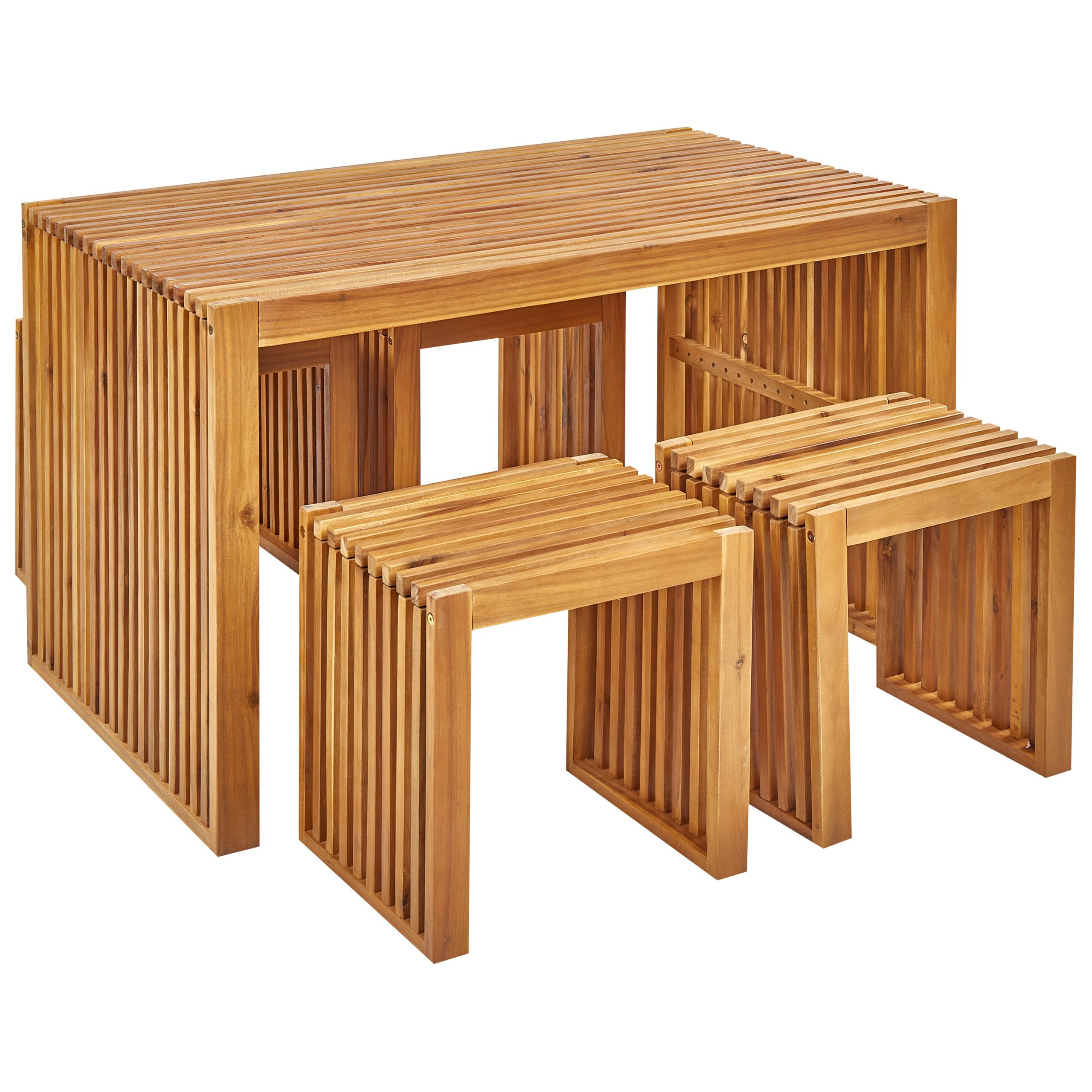 GARTENMÖBEL SET 4-Sitzer Akazienholz hellbraun 5-teilig Bellano - Hellbraun, Holz - Beliani