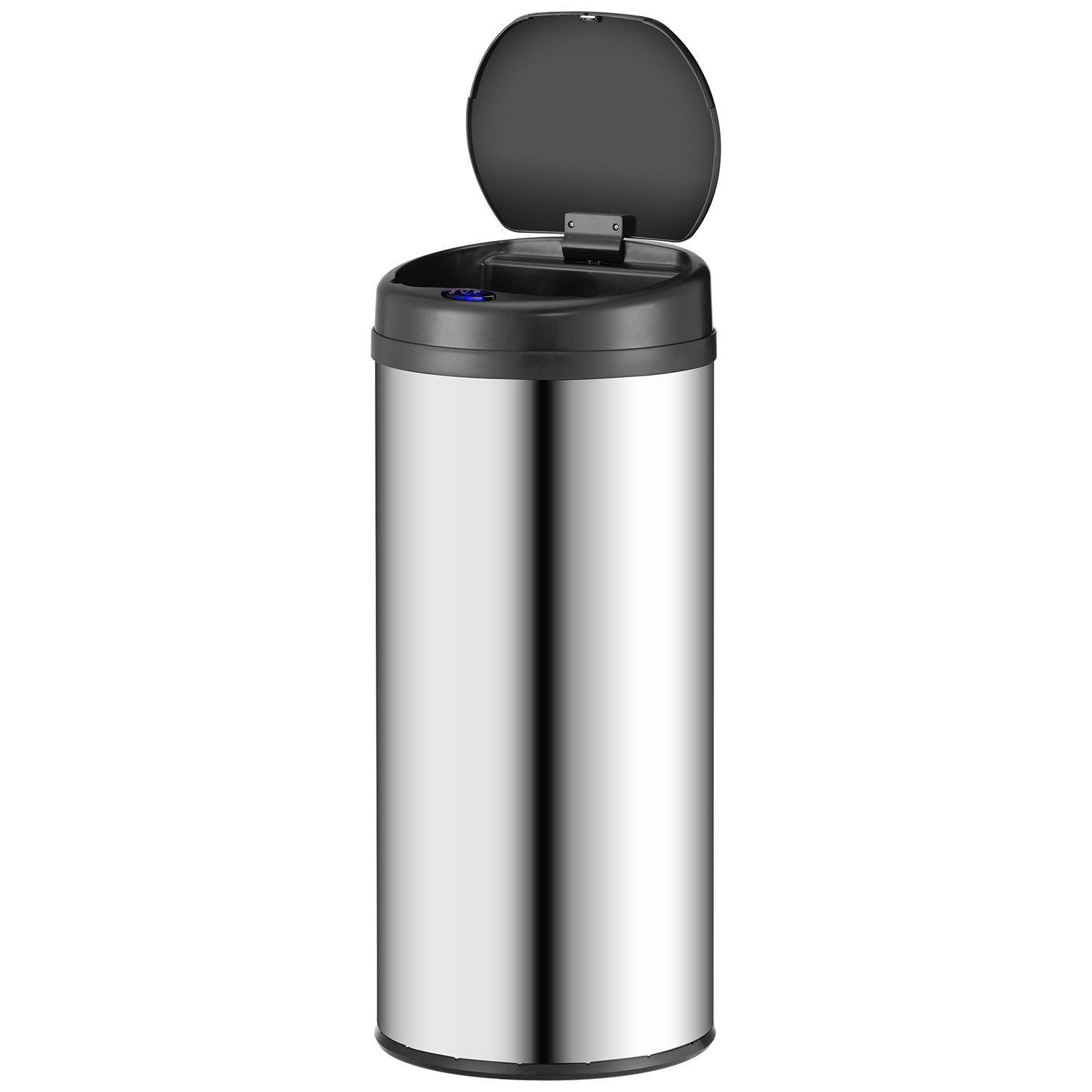 MÜLLEIMER rund 50L silber mit Sensor - Silberfarben, Metall (31/77/31cm) - Juskys