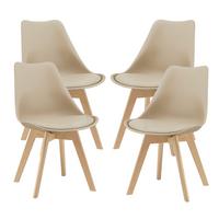 ESSZIMMERSTUHL-SET 4 TLG. Fläten - Beige, Leder (49/81/57cm) - [en.casa]