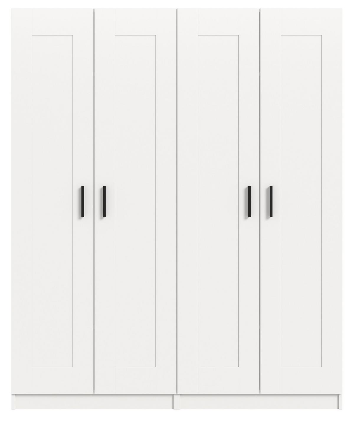 KLEIDERSCHRANK in weiß 160 x 194 cm, Drehtürenschrank 4-türig skandinavisch - Schwarz/Weiß, Holzwerkstoff/Kunststoff (160/194/56cm) - Inn.Furn