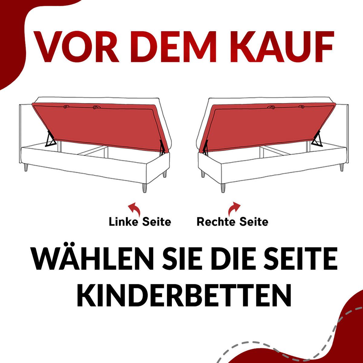 BOXSPRINGBETT JUNIOR GOLD 3 90/200 Violett - linke Seite - Violett, Holz/Textil (90/200cm) - MKS