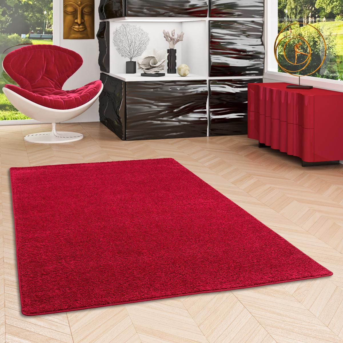 HOCHFLOR VELOURS TEPPICH MONA - Rot, Textil (80/200cm) - Snapstyle