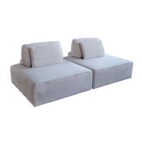 MODULSOFA WIOLO SOFT 2 MODULE 2 KISSEN Hellgrau Cord - Hellgrau/Schwarz, Kunststoff/Textil (222/84/111cm) - KAWOLA