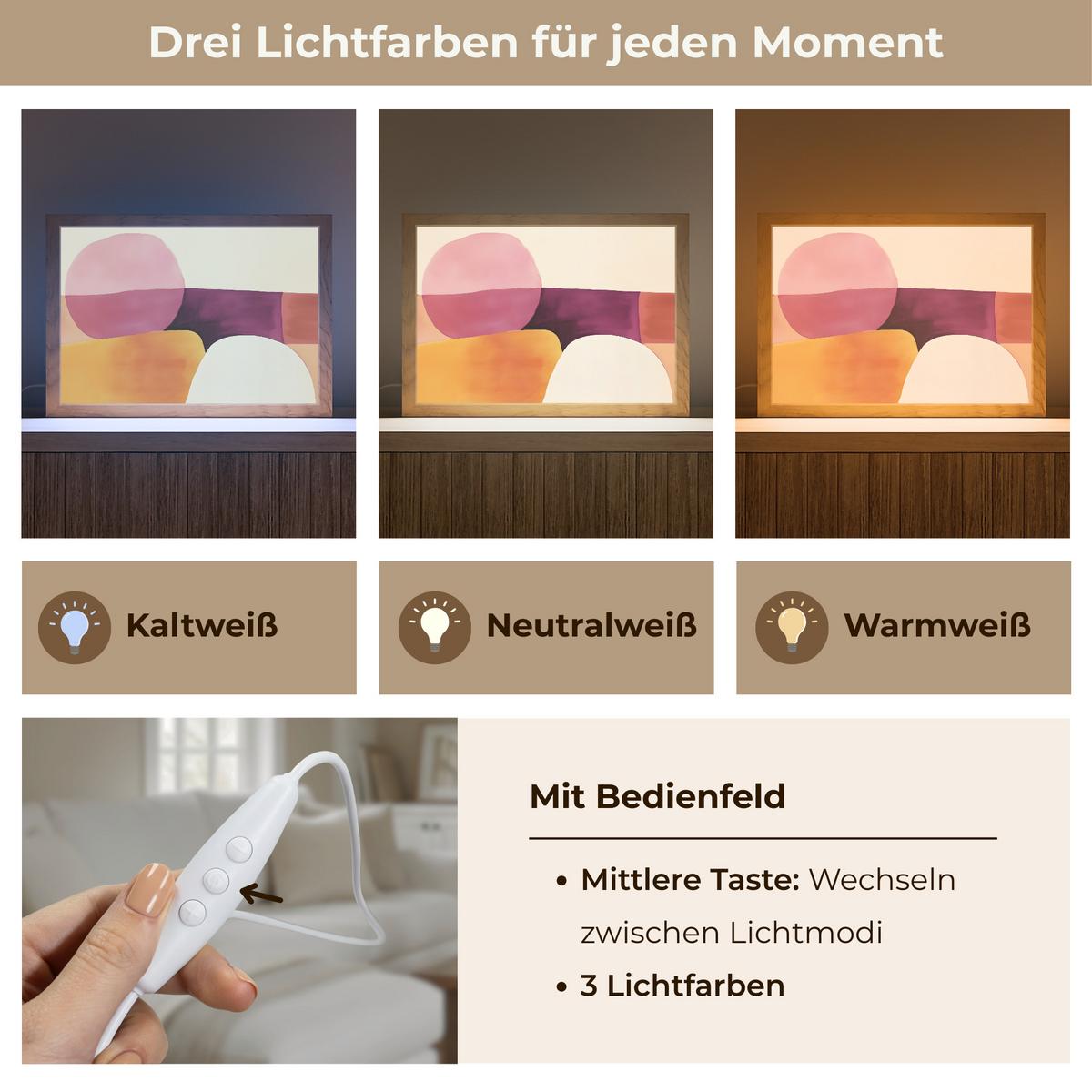 WANDLEUCHTE Formen - Abstrakt - Farbenfroh 30x20 cm - Rosa, Holzwerkstoff (30/20/8cm) - OnlyWow