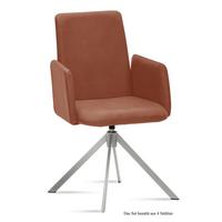 ARMLEHNSTUHL drehbar (4er-Set) Dreama 52x92x60 Edelstahl/Cognac - Edelstahlfarben/Cognac, Kunststoff (60/92/52cm) - 58aufmkessel