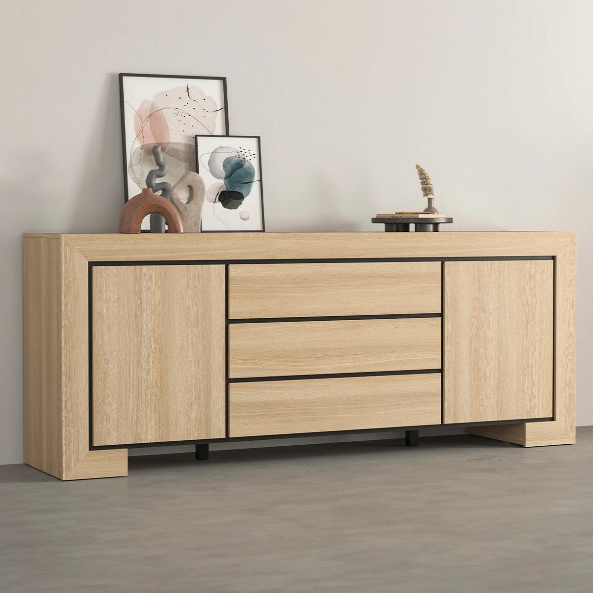 SIDEBOARD Lucius Holz und Schwarz - Schwarz, Holzwerkstoff (225/90/48cm) - Petits-meubles
