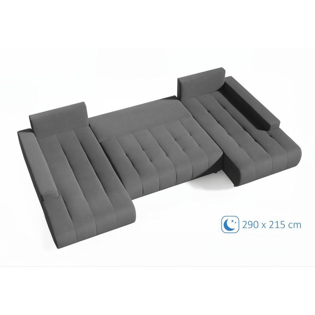 WOHNLANDSCHAFT Draco U dunkelgrau - Chromfarben/Dunkelgrau, Textil/Metall (350/85/185cm) - Beautysofa
