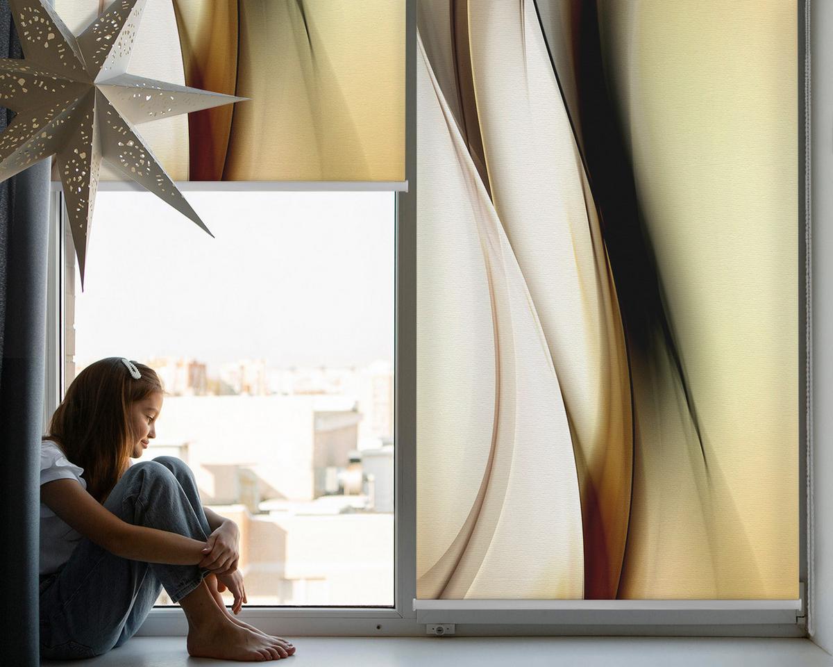 INNENROLLO - Fensterrollo - Rollo - 90x140 cm - Gelbe Abstraktion - Gelb, Kunststoff (90/140/0.5cm) - TULUP