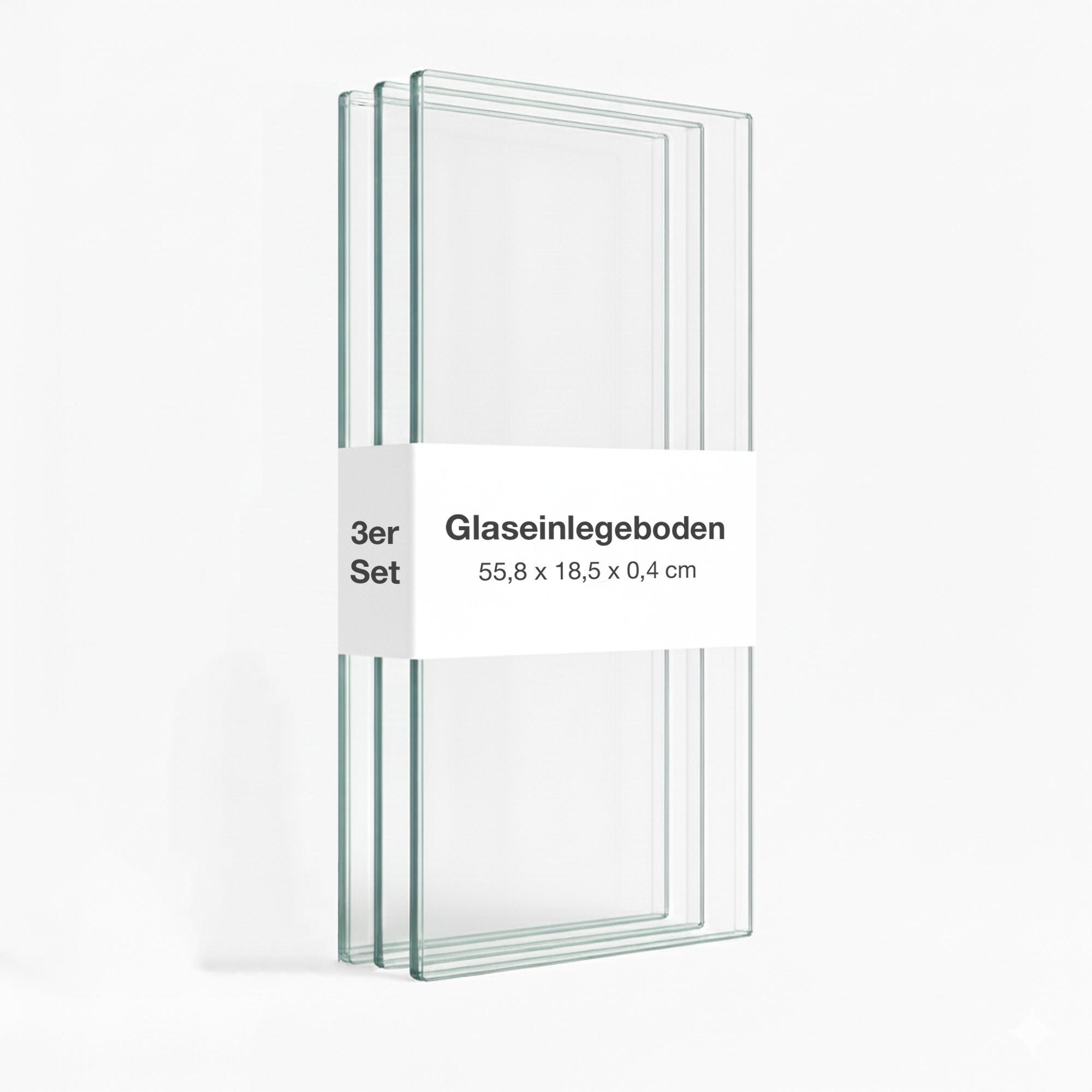 GLASBODEN 3er Set 18,5/55,8/0,4 cm für Hängevitrinen Erweiterungsset - Transparent, Glas (55.8/0.4/18.5cm) - K-Möbel