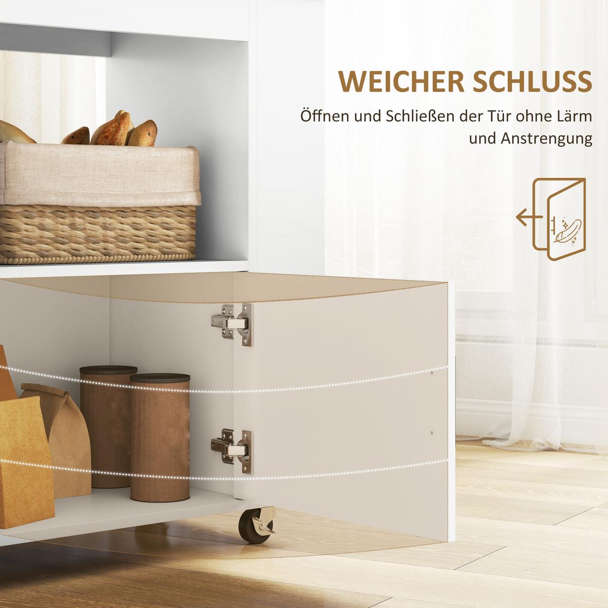 KÜCHENWAGEN Servierwagen mit Schrank, Arbeitsplatte, Ablagen, Weinregalen, Eiche - Eichefarben/Schwarz, Holz/Holzwerkstoff (40/83/83cm) - HOMCOM