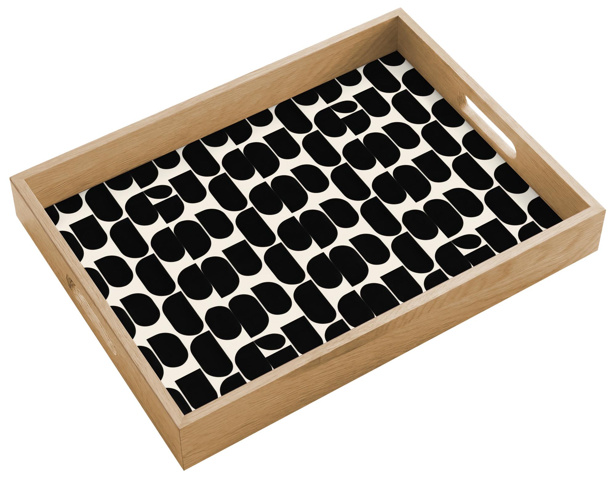 TABLETT Modern - Gemustert - Schwarz 40x30 cm - Schwarz, Holz (40/5/5cm) - OnlyWow