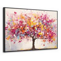 LEINWAND Bilder mit Rahmen - Aquarell - Baum - Kunst - Abstrakt - 150x100 - Multicolor, Textil (150/100cm) - MuchoWow