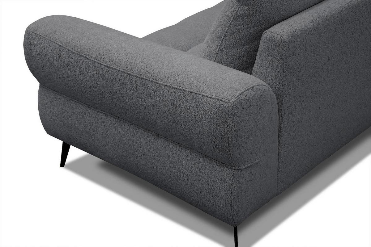 ECKSOFA SALVINI 4-Sitzer, graphitfarben - Graphitfarben/Schwarz, Holzwerkstoff/Textil (158/292cm) - Wozimo