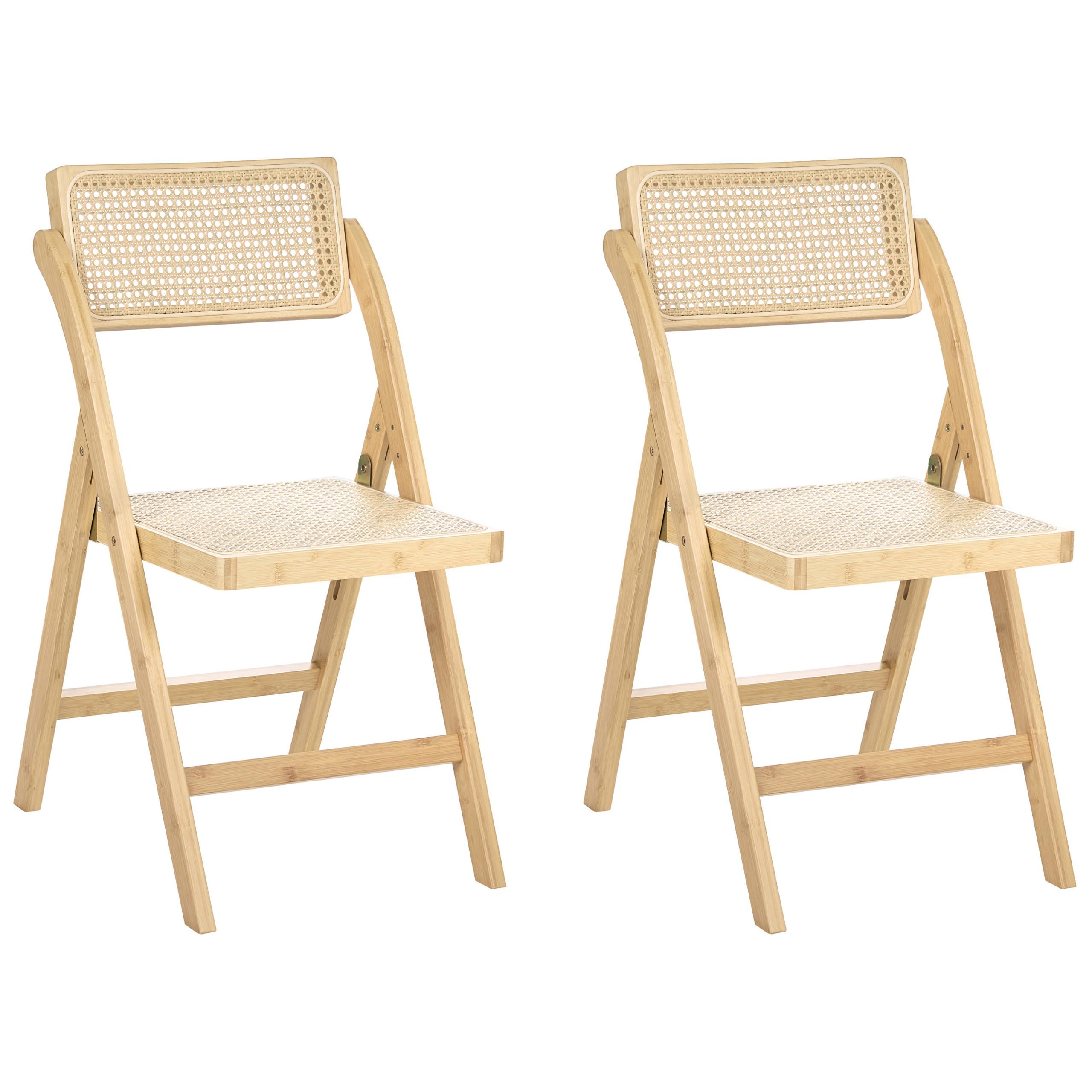ESSZIMMERSTUHL 2er-Set klappbar Bambus Hellbraun Modane - Hellbraun, Holz (45/83/54cm) - Beliani