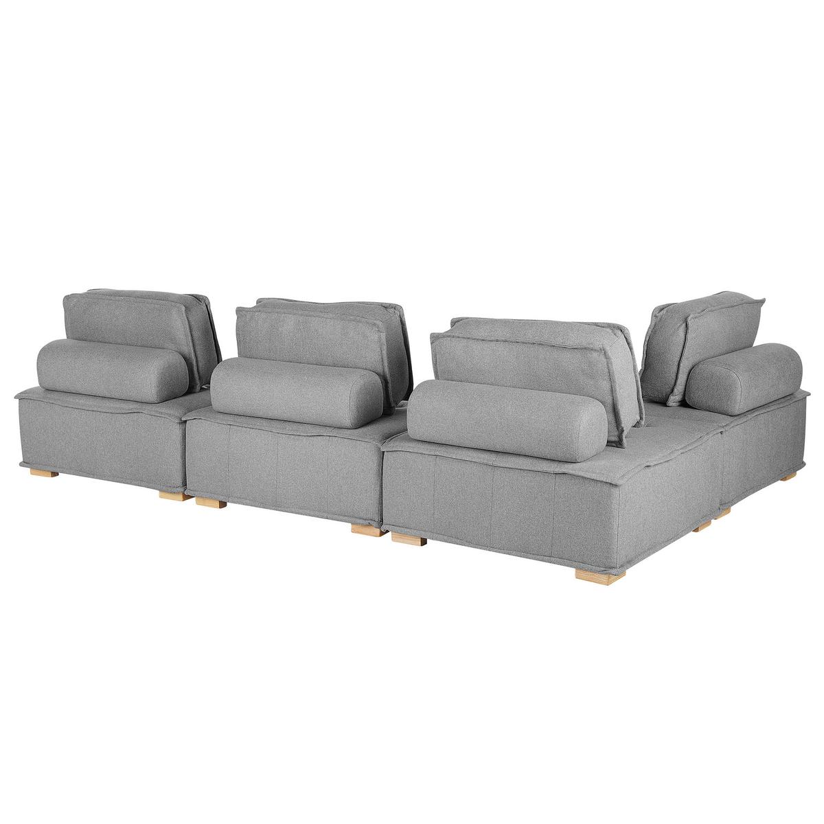 ECKSOFA Modul 4-Sitzer rechtsseitig Grau Stoff Tibro - Dunkelgrau/Braun, Textil (300/200cm) - Beliani