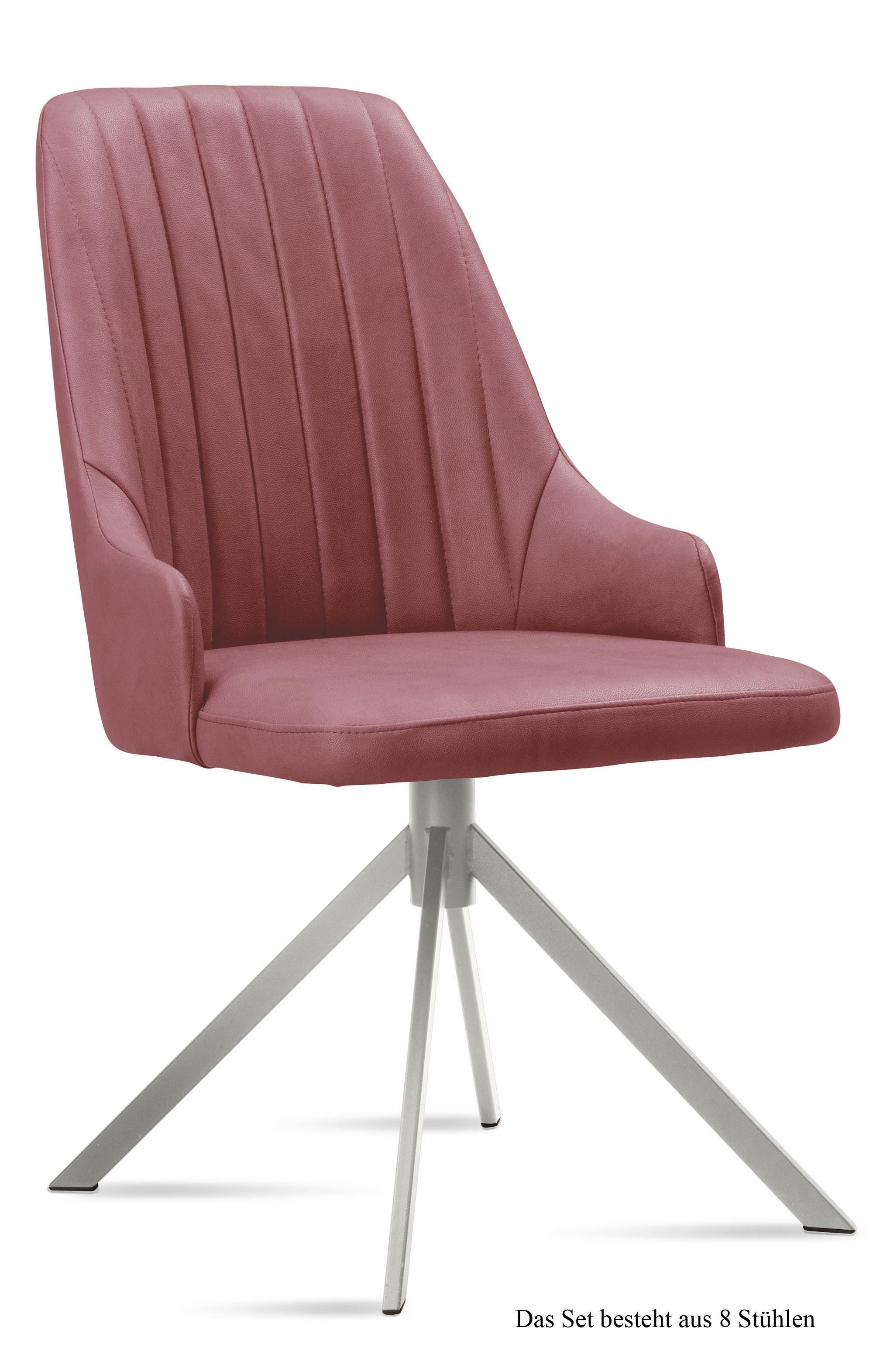 ESSZIMMERSTUHL (8er-Set) Dorrit 52x91x60 Edelstahl/Rosewood - Edelstahlfarben/Dunkelrosa, Kunststoff (60/91/52cm) - 58aufmkessel