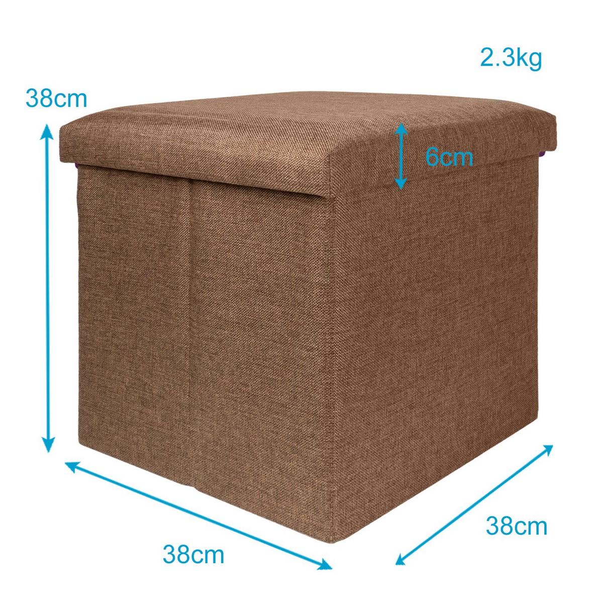 SITZHOCKER mit Stauraum 30/30/30 cm (Braun) - Braun, Textil (38/38/38cm) - Intirilife