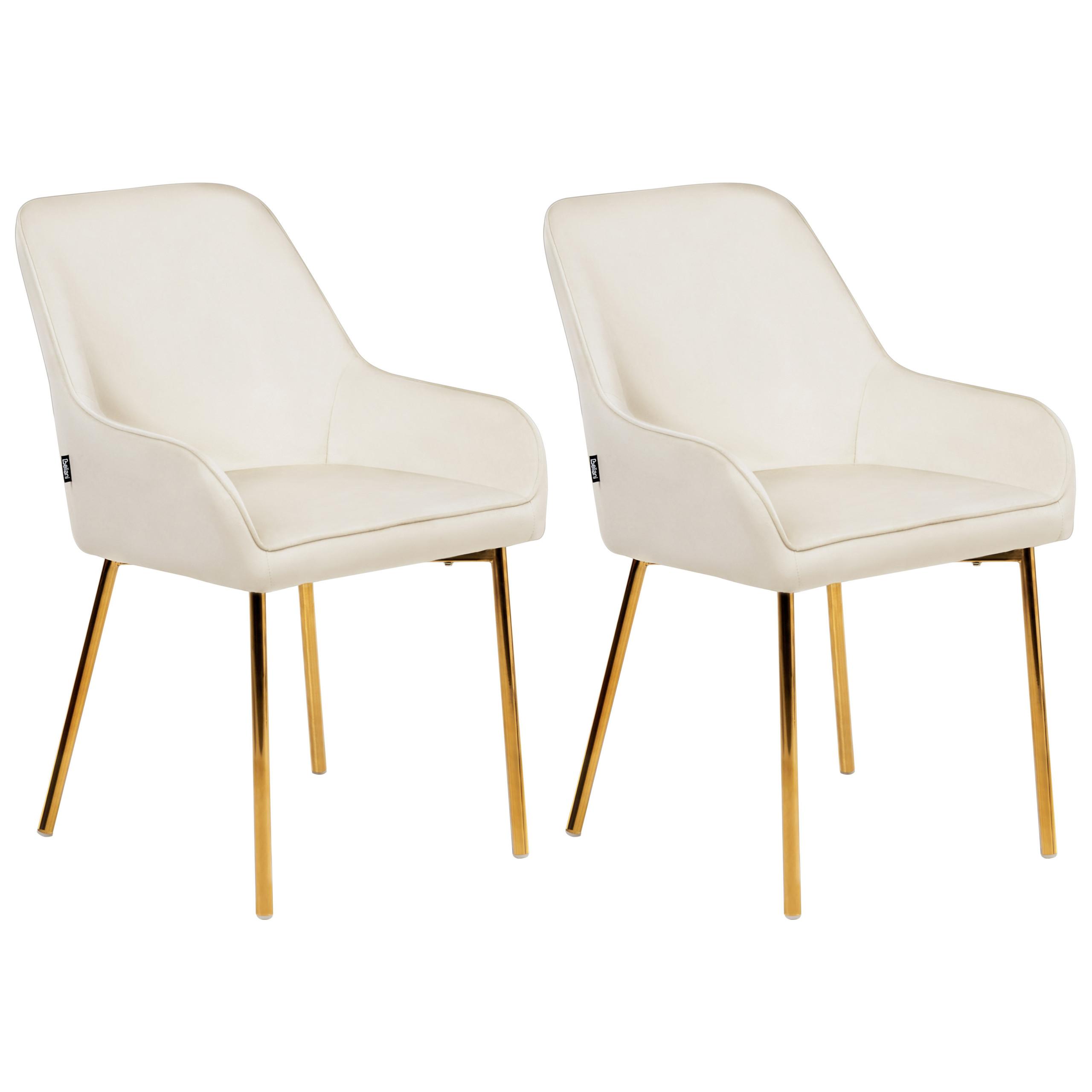 ESSZIMMERSTUHL 2er-Set Samtstoff Cremeweiß Loverna - Weiß, Textil (54/87/63cm) - Beliani