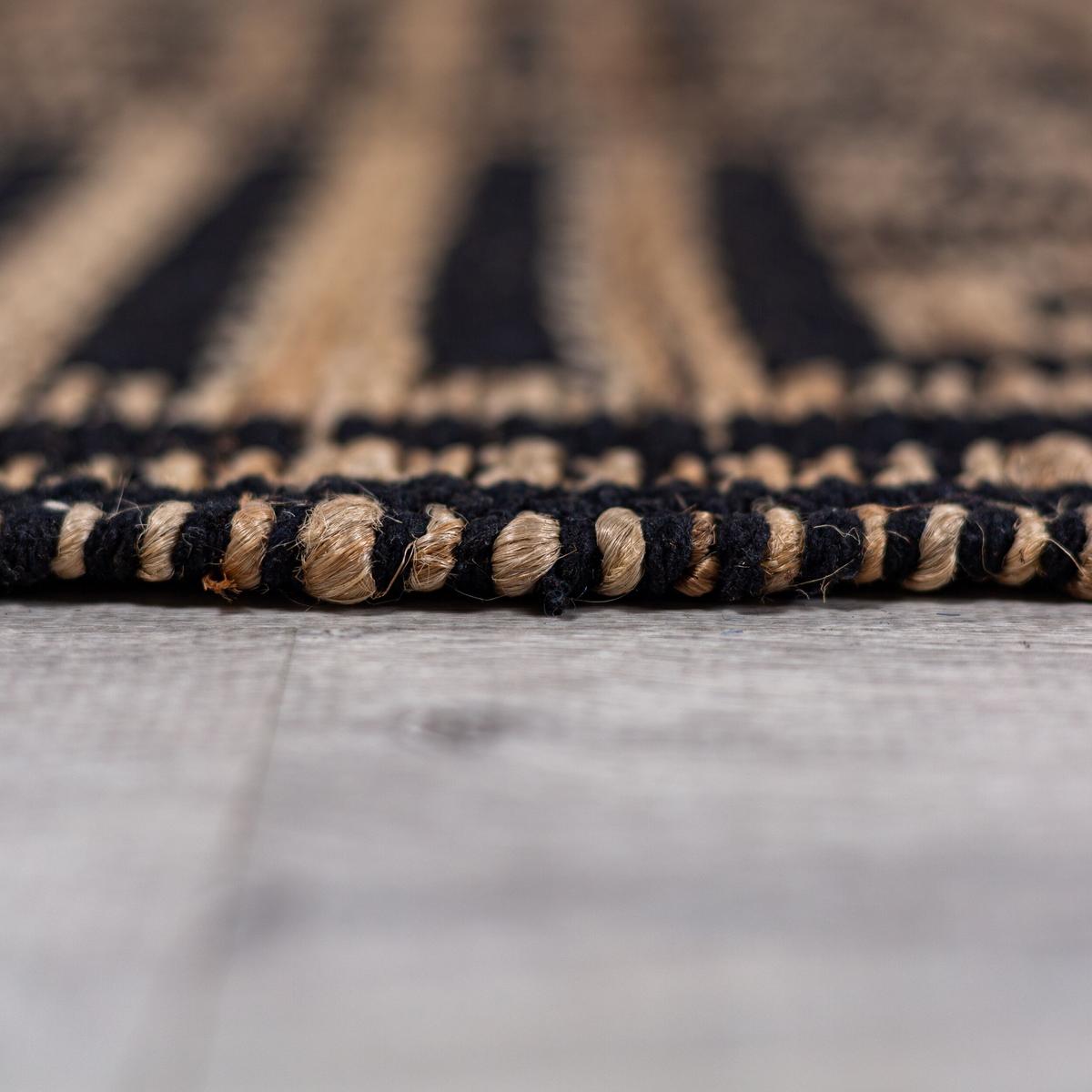 JUTETEPPICH CROFT, geometrisch, Natur-Schwarz, 160 x 230 cm - Braun, Textil (230/160cm) - KADIMA DESIGN
