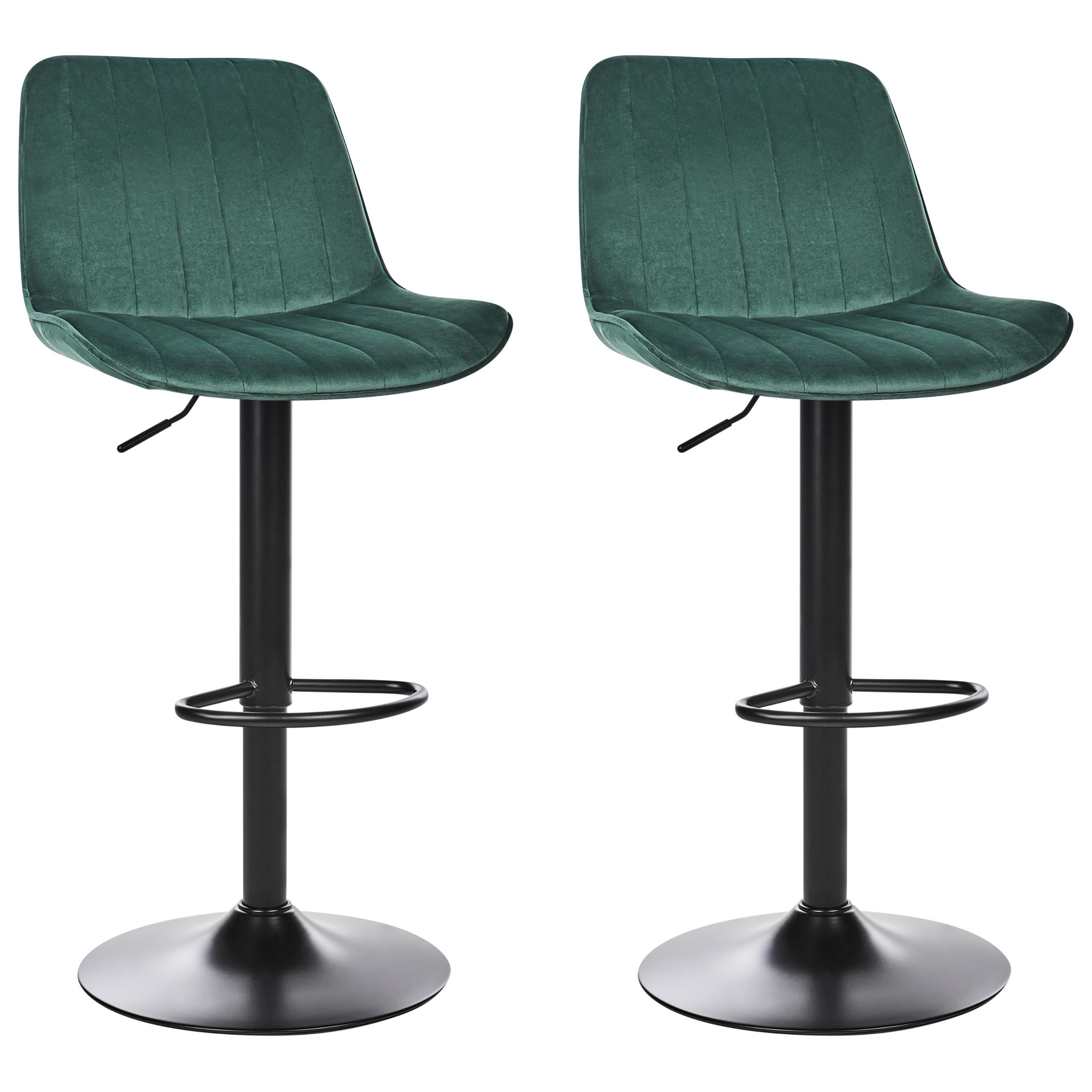 DREHHOCKER 2er-Set Samtstoff Smaragdgrün Dubrovnik - Schwarz/Grün, Textil (51/88/54cm) - Beliani