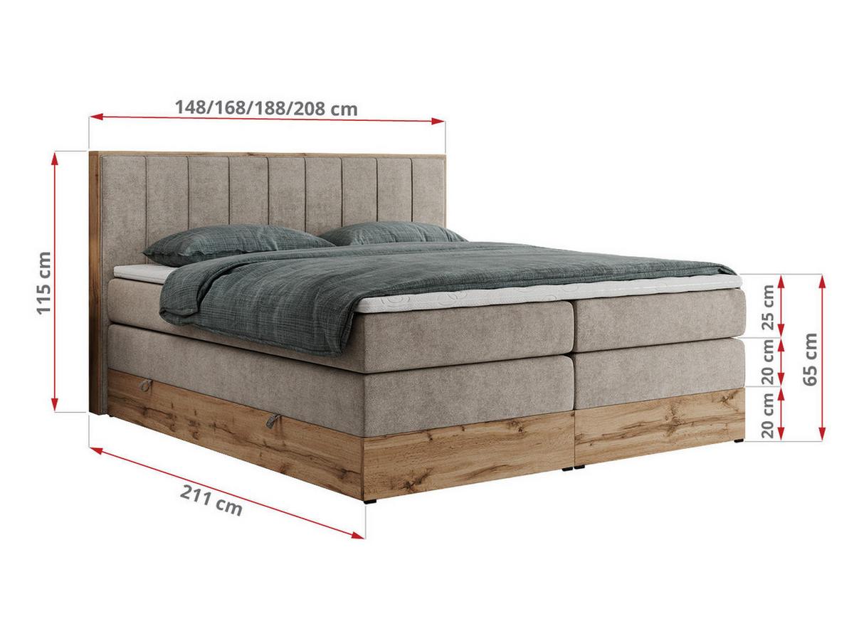 BOXSPRINGBETT BELLISSIMO KING 140/200 Beige Struktur - H4 - Beige, Holz/Textil (140/200cm) - MKS