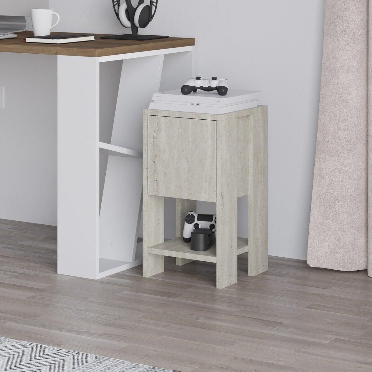 NACHTTISCH 1 Tür aufklappbar Ema 30/30/55 cm - Beige, Holzwerkstoff (30/55/37.5cm) - Calicosy
