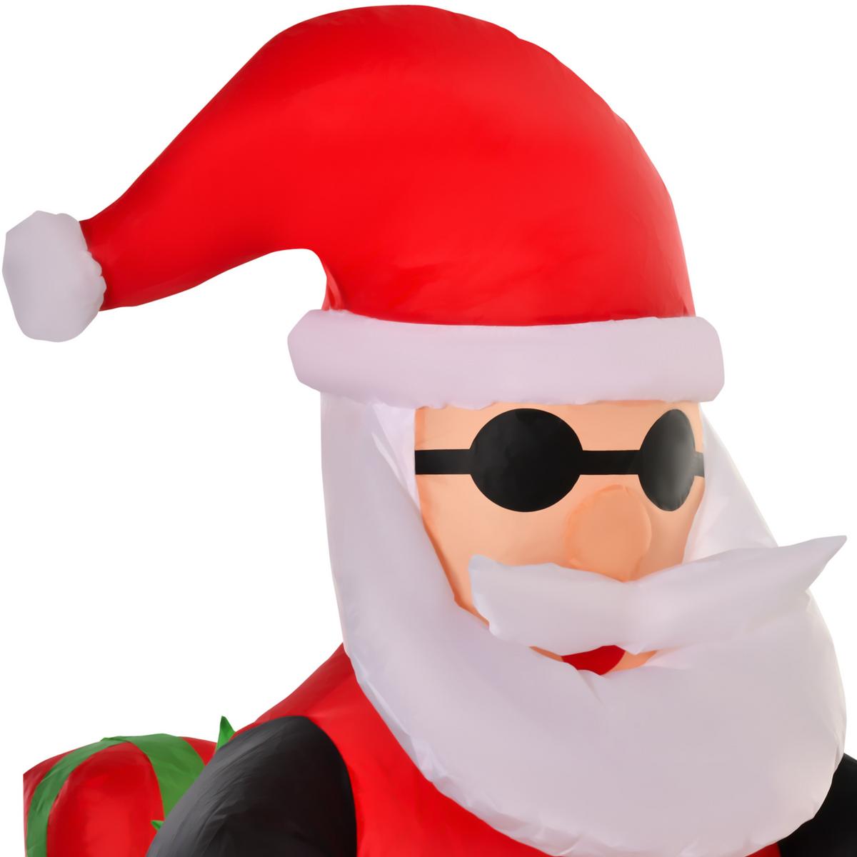 AUFBLASBARER Weihnachtsmann auf einem Motorrad 165 cm Santa Claus Geschenk LED - Multicolor, Kunststoff (90/165/180cm) - HOMCOM
