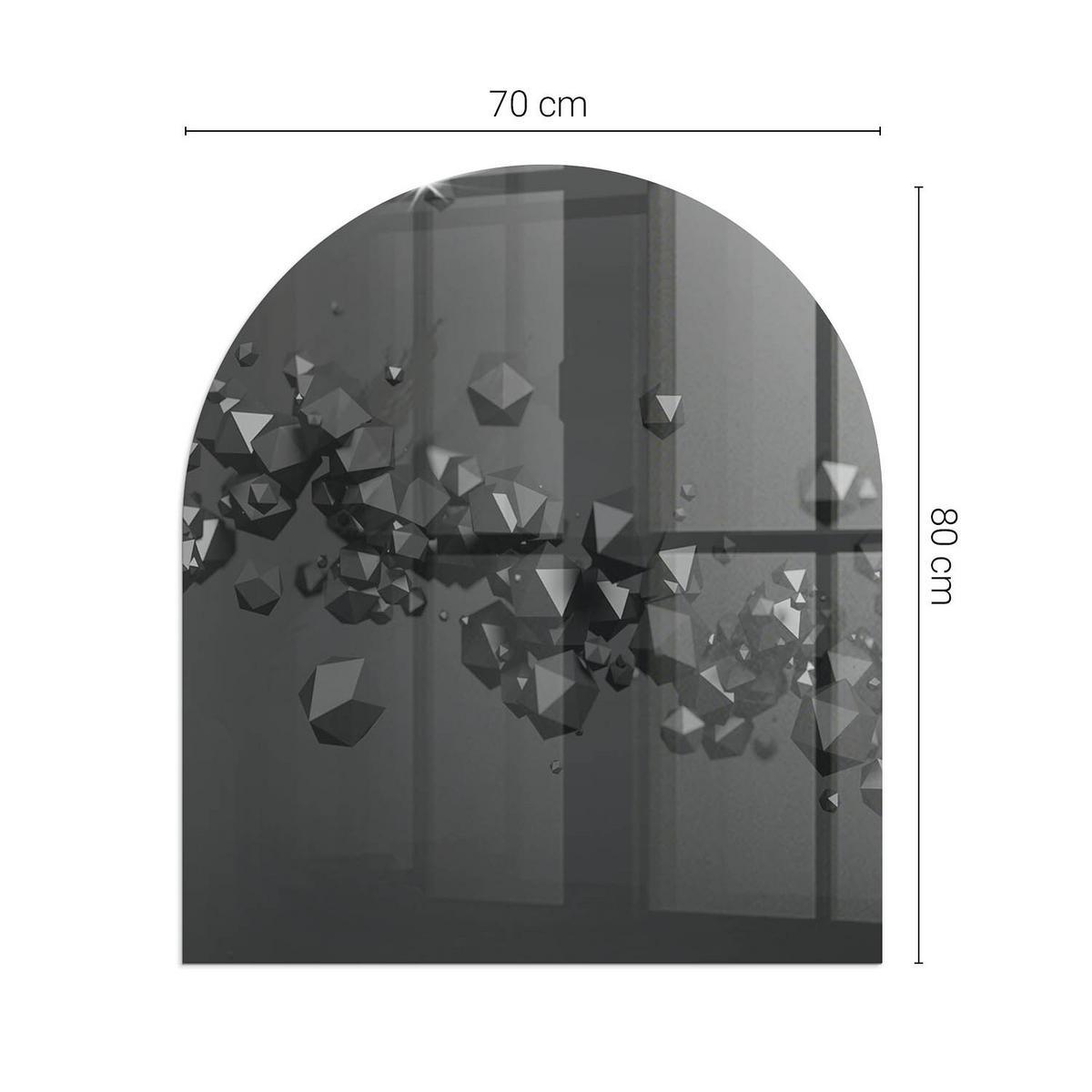 GLASPLATTE für Kamin 80x70 cm - Schwarz, Glas (80/70/0.4cm) - TULUP
