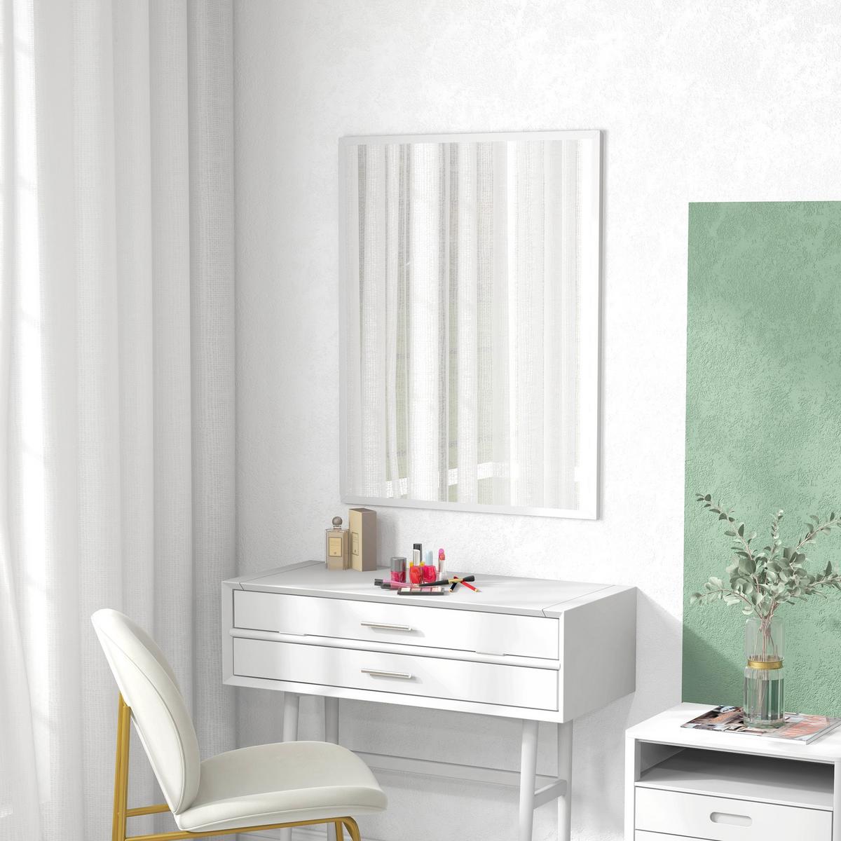 WANDSPIEGEL MDF Glas Weiß - Weiß, Holzwerkstoff (2/90/70cm) - HOMCOM