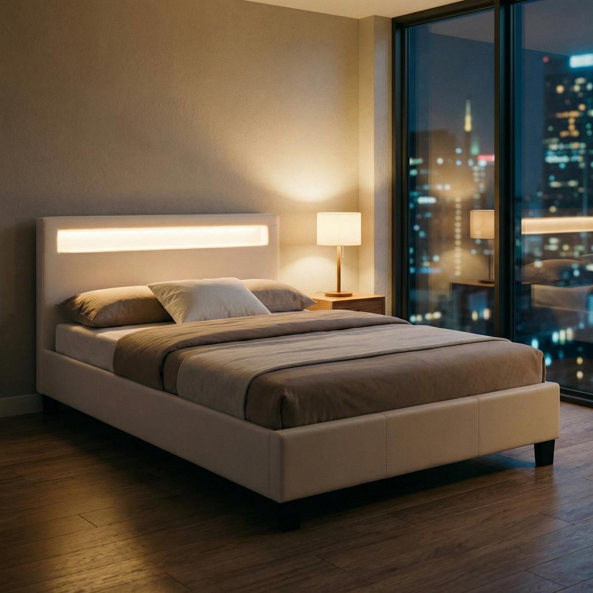 POLSTERBETT MIT LED MIRASOL 120X200 CM - Weiß, Textil (120/200cm) - CARO-Möbel