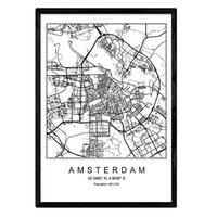 POSTER Athens Stadtplan – Minimalistisch A3 Schwarzer Rahmen - Schwarz, Papier (29.7/5/42cm) - Nacnic