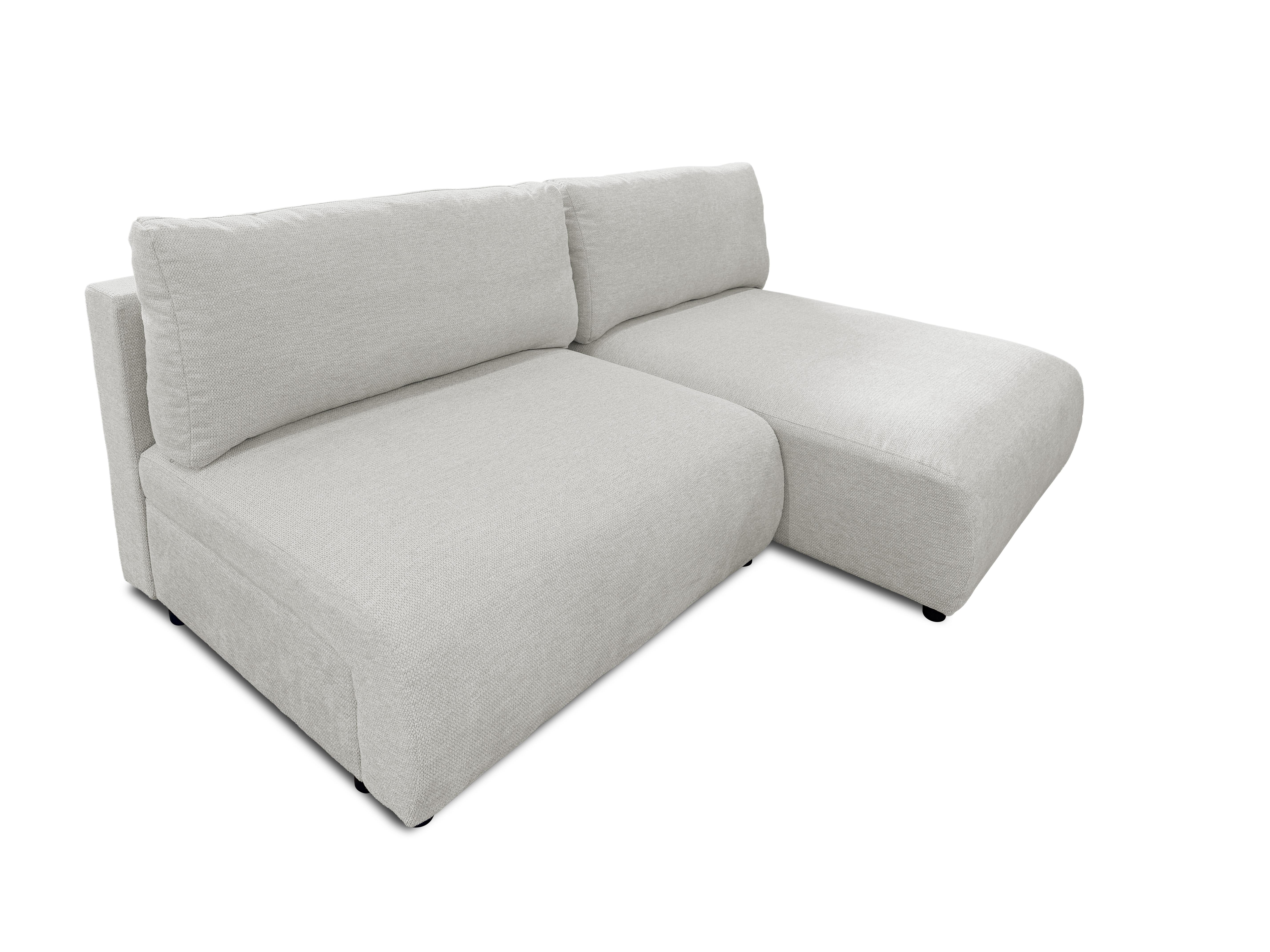 ECKSOFA Sora mit Schlaffunktion, Bettkasten und extra tiefer Komfortzone aus hochwertigem Hellgrau Strukturstoff - Hellgrau/Schwarz, Holz/Kunststoff (200/140cm) - S-Style