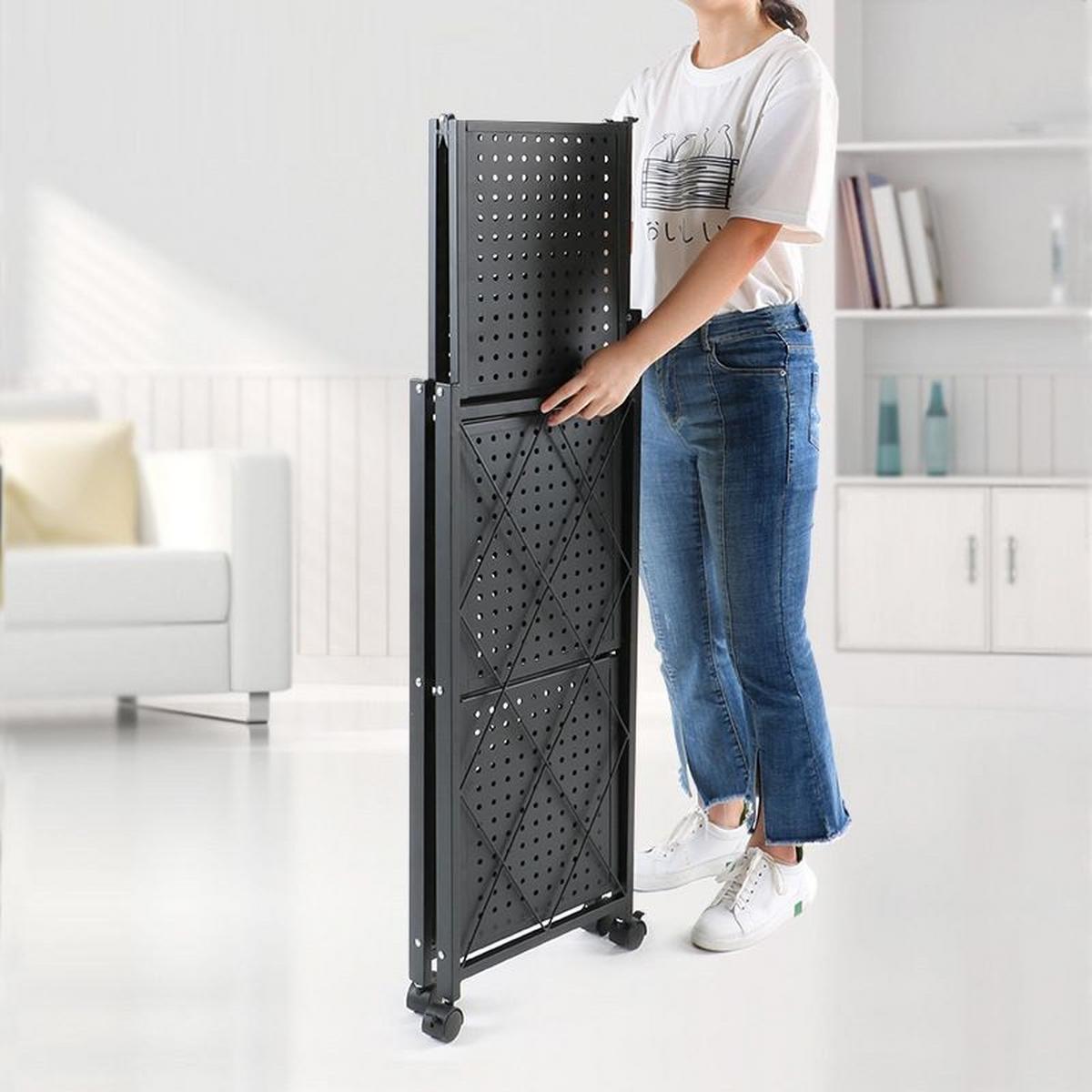 METALLREGAL Klappbar mit Rollen - Schwarz, Metall (72/163/34cm) - RAUMHIRSCH FURNITURE