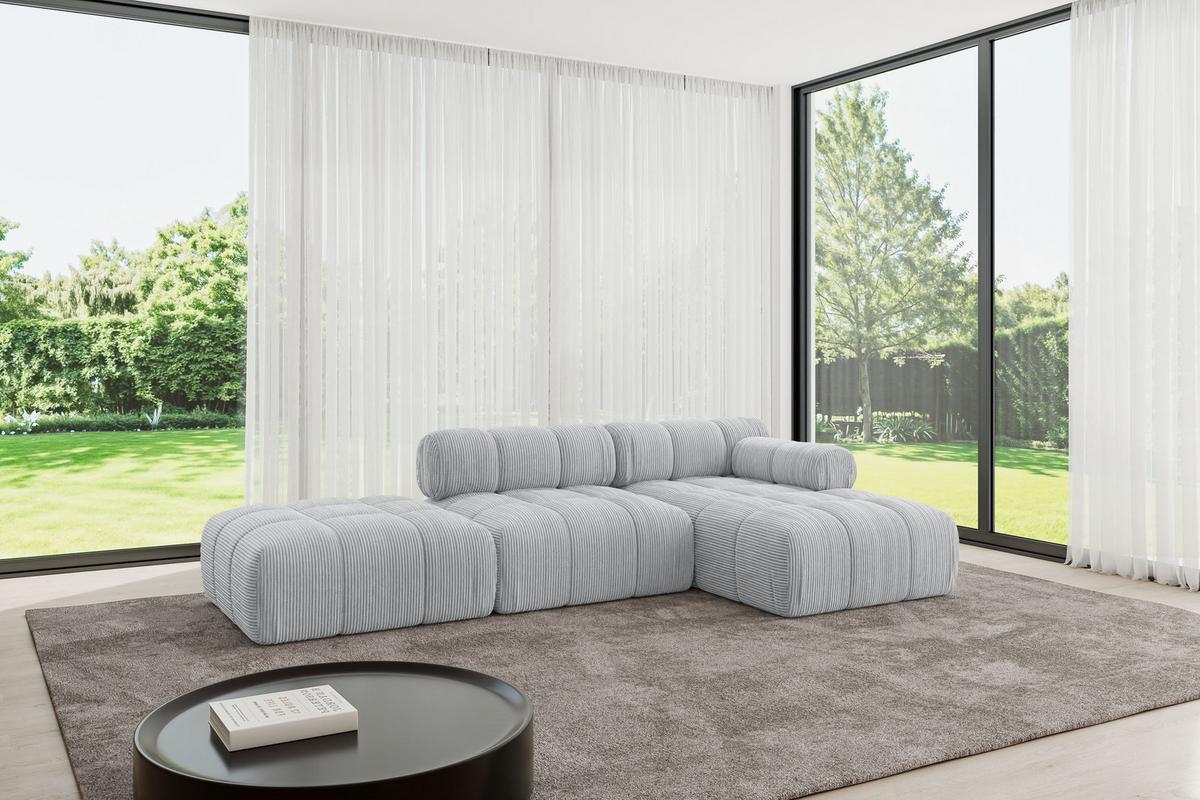 ECKSOFA modulares Sofa Lizur-L1 - 285x160x70 cm Grau Cord - Grau, Holzwerkstoff/Textil (285/160cm) - ALTDECOR
