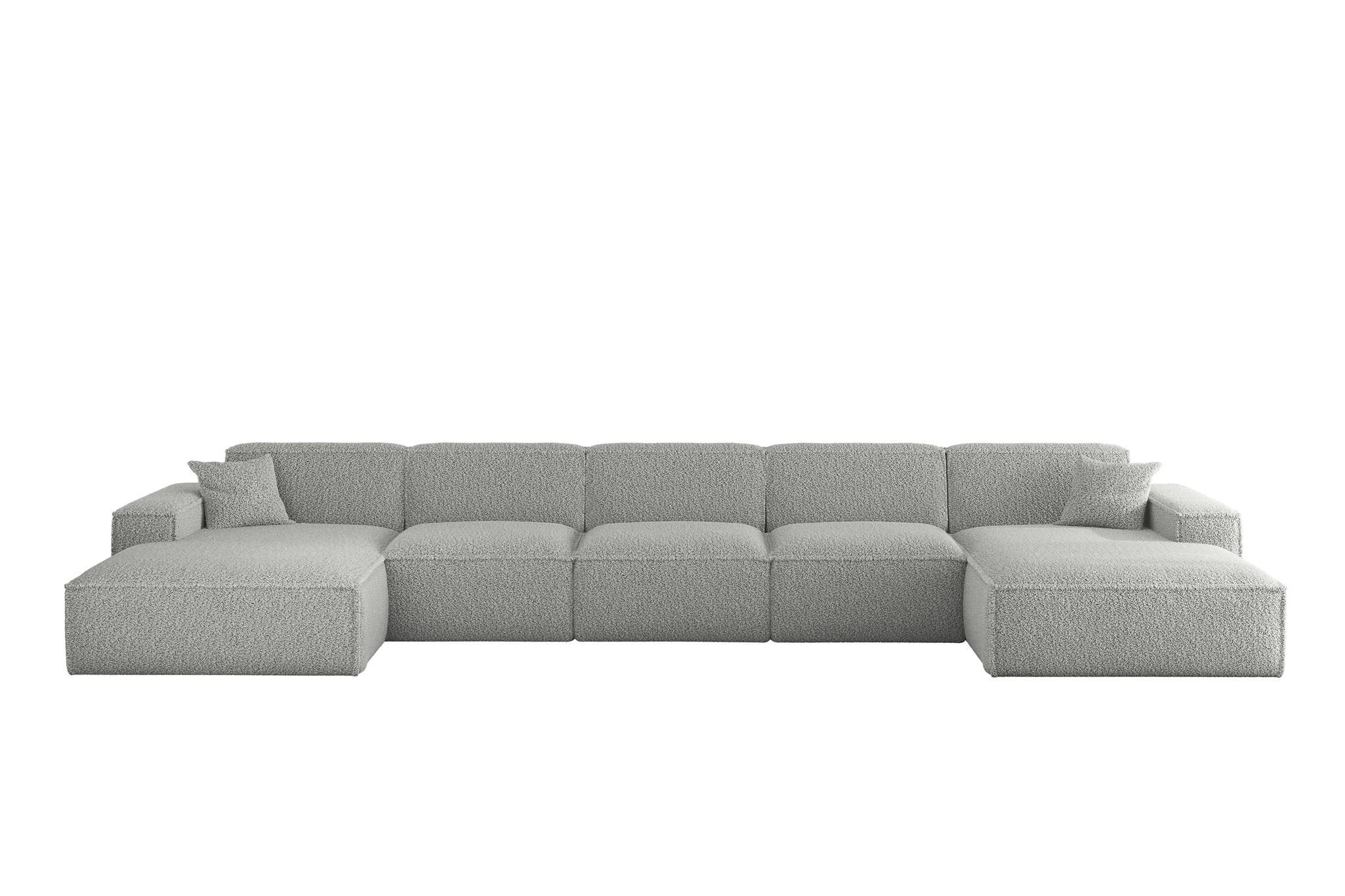 WOHNLANDSCHAFT Celes Premium Xl Sven - Hellgrau, Holzwerkstoff/Textil (462/73/165cm) - Fun Möbel