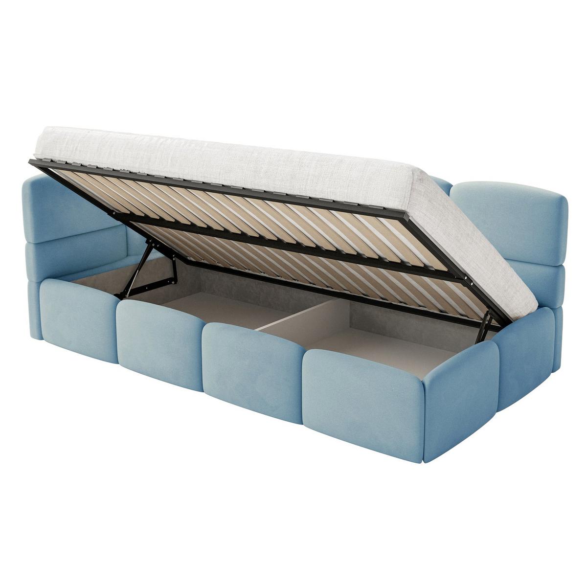 JUGENDBETT Cloudy Hellblau 120 x 200 cm - Blau/Schwarz, Kunststoff/Textil (120/200cm) - Selsey